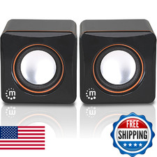 Manhattan USB Powered Speaker System Small Size Black Orange for Laptop Desktop picture