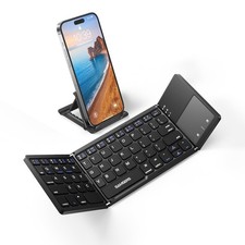 Ultra Slim Foldable Bluetooth Keyboard with Touchpad, Compact & Portable, Black picture