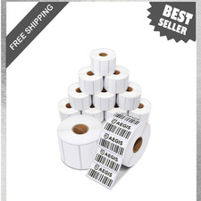 2 Inch by 1 Inch Thermal Printer Labels, 15600 Count, 12 Rolls, White picture