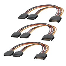 3-Pack 15 Pin SATA Power Splitter Cable, 8 Inch Sata Male to 8 inches picture