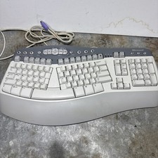 Microsoft Natural Multimedia Keyboard Ergonomic 1.0A RT9470 Wired Tested PS2 USB picture