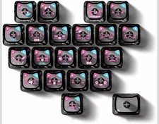 21 Keys Cute Cat Heart-Shaped Transparent Keycaps, PC Material Crystal Backlit P picture
