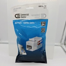 Commercial Electric Category 5e Jack - Gold Plated Plastic White (25-Pack) picture
