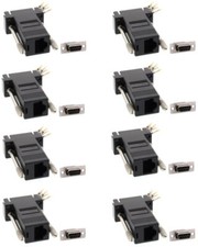 8x DB9 9-Pin RS232 Serial Port Female to RJ45 8P8C Network Modular Adapter Black picture
