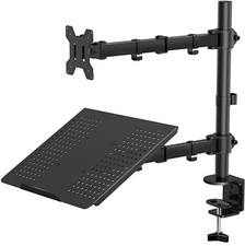 Monitor Stand with Laptop Tray Desk Mount 2-in-1 Dual Arm Fully Adjustable Mount picture