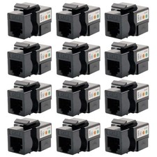 12x Cat3 RJ11 RJ12 Telephone Phone Line Keystone Jack 110 Punch Down 6P6C Black picture