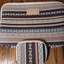 Kayond Aztec Brown Teal Pattern Canvas Laptop Sleeve tablet Polyester Foam 14” picture