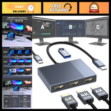 USB C to 3 HDMI Adapter, 4K@60Hz Triple Monitor Docking Station, PD 100W, USB 3. picture