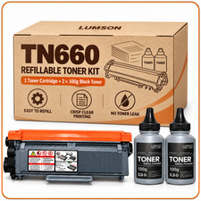 TN660 Refillable Toner KIT W/2 Bottles Refill For TN-660 MFC-L2700DW HL-L2380DW picture