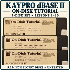 Kaypro dBASE II On-Disk Tutorial 3 Disk Set Lessons 1-10 Ashton-Tate 5.25
