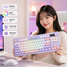COX CM87KD RGB Wired TKL Keyboard Lavender Compact 84 Keys USB-C picture