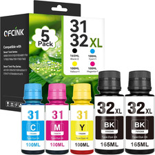 31 32XL Ink Bottle Set, Smart Tank 5000 5101 7602 570 651 Ink Refill Compatible picture