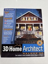 3D Home Architect Deluxe 4.0 w/ THICK Manual PC CD build interior exterior house picture