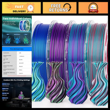 Dual Color Silk PLA 3D Printer Filament Bundle 1.75mm, 200g x4 - High Quality Pr picture
