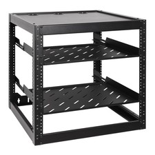 12U Open Frame Network Rack with 2X 14in Vented 1U Shelves Rear , Wall Mount/... picture