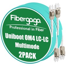 2 PCS Uniboot OM4 LC To LC Duplex Fiber Patch Cable MultiMode 10GB 2m 7ft picture