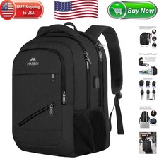 Extra Large 18.4 Inch Black Backpack with USB Charging & Multiple Compartments picture