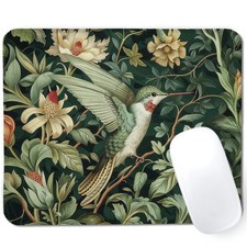 Sage Green Floral Hummingbird Mouse Pad, William Morris Inspired Floral Hummi... picture