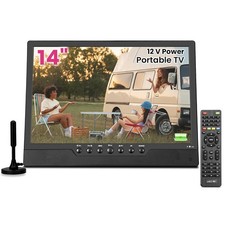 othoig 14 Inch Portable Rechargeable TV with Built-in Battery, Small HD TV, ATSC picture