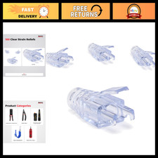 EZ-RJ45 Cat6 Strain Relief Connectors - 100 Pack, Clear, for Networking & DIY picture