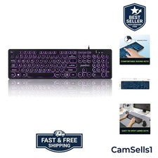 Stylish Wired Backlit Keyboard with Tri-Color LEDs & Round Keycaps - 105 Keys picture