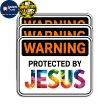 (3Pcs) Warning Protected By Jesus Christian Sticker picture