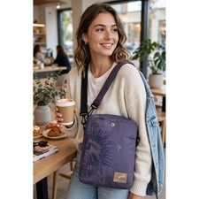 Golla Unisex 14 Inch Laptop Tablet Shoulder Bag Purple Canvas Floral Graphic picture