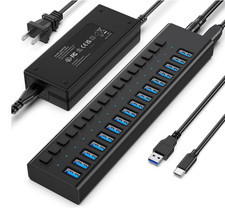 Hub USB 3.2 Gen 2 con Alimentación, 16 Puertos, 10Gbps, 96W, Aluminio. Nuevo picture