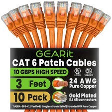 GEARit Cat6 Patch Cables Cat 6 Ethernet Cable 7 ft 10-Pack Orange picture