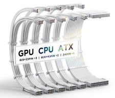 Upgrade 16AWG PSU Cables Sleeve PC Power Supply for GPU / CPU - Pure White picture
