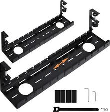 2PCS Extendable Cord Organizer, No Drill Under Desk Cable Management Tray Metal picture