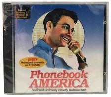 Phonebook America (2XCD-ROM, 1996) All US Home + Business Listings New Sealed picture