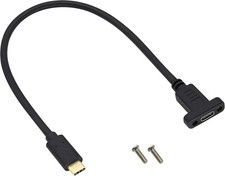 10Gbps USB-C 3.1 Adapter Cable - Panel Mount, Supports 4K Video, 0.3M Length picture