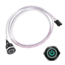 Chassis Metal Button 16mm Power Symbol Green LED Power Button 100cm Wire, Black picture