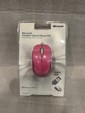 New Microsoft Compact Optical Mouse 500  Model 1344 Pink Factory Sealed picture