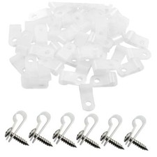 White Nylon Cable Clips, 50-Pack | R-Type Clamp Kit, Nylon Screw 6.4mm picture