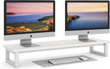 Dual Monitor Stand Riser 39 Inch Wooden Desktop Organizer Shelf for Office Desk picture