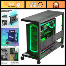 2-Tier Computer Tower Stand & Printer Rack - Space-Saving Organizer Shelf picture