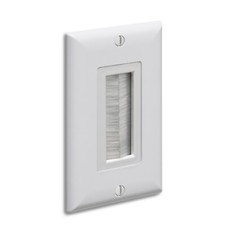 Arlington CED135WP Low Voltage Single Gang Cable Entry Brush Style Faceplate picture