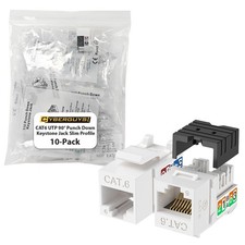 10 PCS 90 Cat6 Keystone Jacks 10Gbps RJ45 Connectors Angled Termination Tool picture