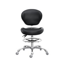 Drafting Stool Adjustable Tall Rolling Chair Back Support Black GraceGrace Shop picture