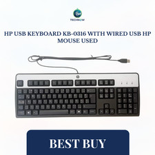 HP USB Keyboard KB-0316 With Wired USB HP Mouse Used picture
