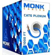 MONK CABLES CAT6 Plenum Cable 1000ft | UTP, 23AWG, 550MHz | DSX-8000 Certified picture