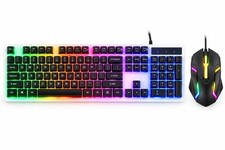 RGB Gaming Keyboard Mouse Combo Wired USB 7 Color Backlit Full Size PC Gamer picture