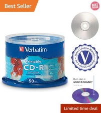 50pk Silver Inkjet CD-R Blank Discs 700MB - Perfect for Personalizing picture
