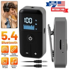 Wireless Audio Transmitter Receiver Car Home Lapel Clip Bluetooth 5.4 Adapter picture