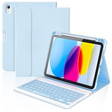 KBCASE for iPad 11th 10th Generation Case with Keyboard, Light Blue picture
