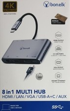 Bonelk 8 in 1 USB-C Multiport Hub Adapter - HDMI / LAN / 4x USB-A / USB-C PD/AUX picture
