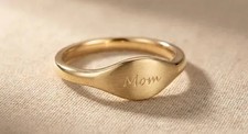 Personalized Mom Signet Ring, Custom Name Ring, Minimal Gold Ring for Mom, Mothe picture