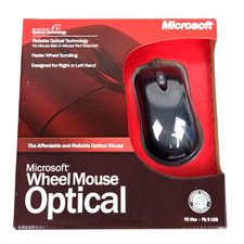 Microsoft Wheel Optical Mouse Black Reliable D66-00069 Mac/PC New Sealed picture